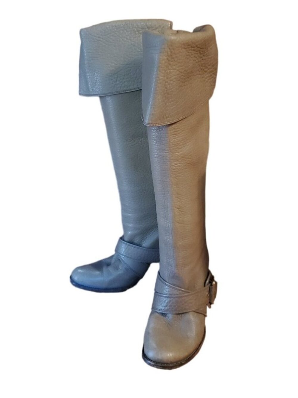 ❤️ Vintage Dolce & Gabbana Taupe Pebbled Leather Riding Boots 38.5 Made Italy